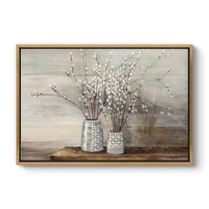 Πίνακας σε καμβά “Willow Flowers”  ψηφιακής εκτύπωσης με κορνίζα χρώμα χρυσό 140x100x3εκ.