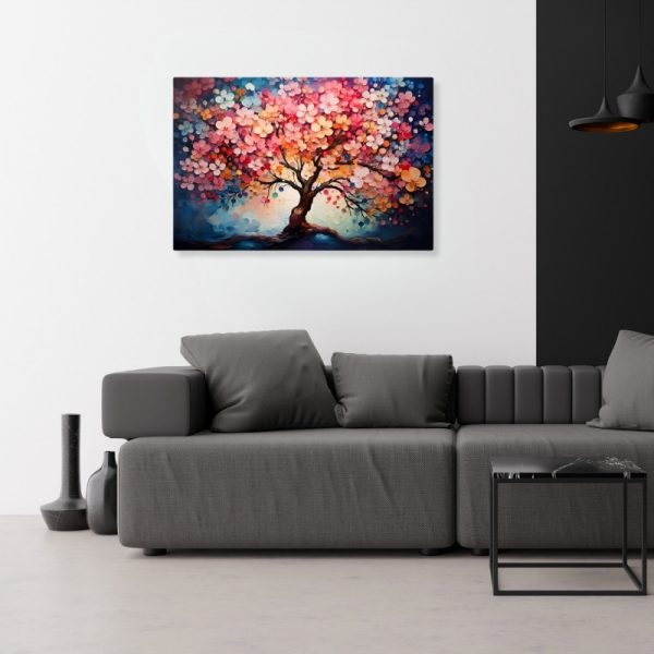 Πίνακας σε καμβά "Pink Tree"  ψηφιακής εκτύπωσης 100x70x3εκ. - Image 2