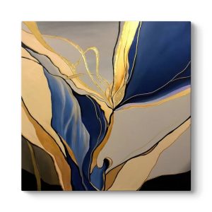 Πίνακας σε καμβά “Dance of Gold and Blue”  ψηφιακής εκτύπωσης 100x100x3εκ.