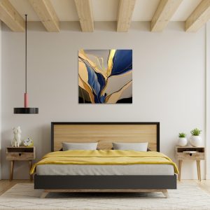 Πίνακας σε καμβά “Dance of Gold and Blue”  ψηφιακής εκτύπωσης 100x100x3εκ.