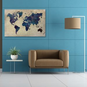 Πίνακας σε καμβά “World Map”  ψηφιακής εκτύπωσης 125x80x3εκ.