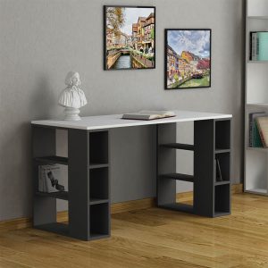 Γραφείο εργασίας Colmar  χρώμα ανθρακί – λευκό 140x60x75εκ