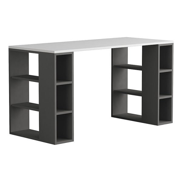 Γραφείο εργασίας Colmar  χρώμα ανθρακί - λευκό 140x60x75εκ - Image 2