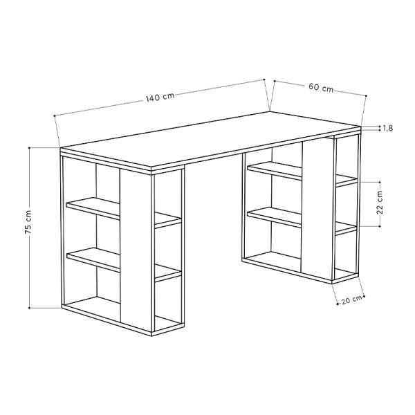 Γραφείο εργασίας Colmar  χρώμα sapphire oak 140x60x75εκ - Image 5