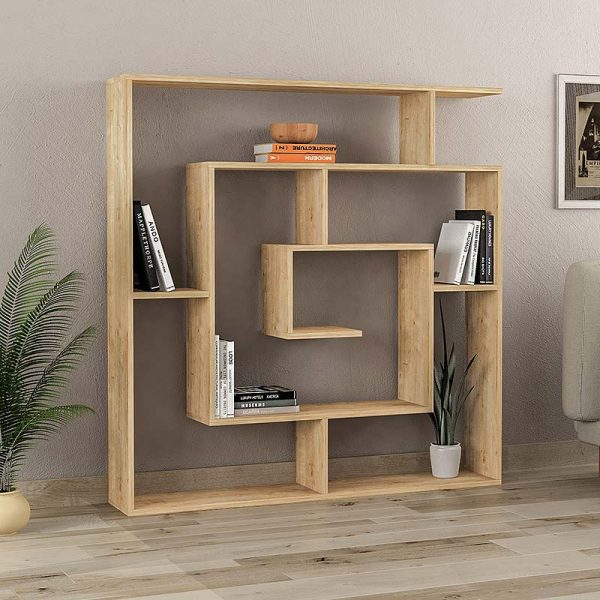 Βιβλιοθήκη Labirent  χρώμα φυσικό οξιάς 125x22x129εκ.