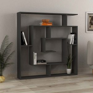 Βιβλιοθήκη Labirent  χρώμα ανθρακί 125x22x129εκ.