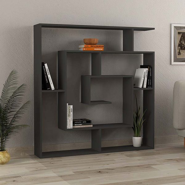 Βιβλιοθήκη Labirent  χρώμα ανθρακί 125x22x129εκ.