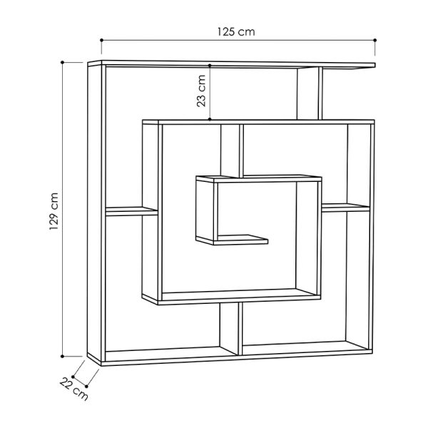 Βιβλιοθήκη Labirent  χρώμα ανθρακί 125x22x129εκ. - Image 3