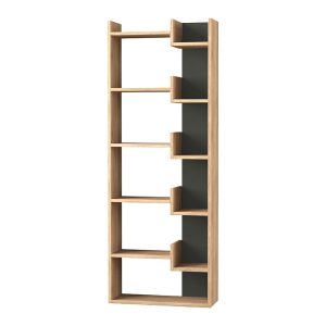 Βιβλιοθήκη Oppa  χρώμα φυσικό οξιάς/ανθρακί 60x22x162εκ.
