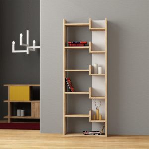 Βιβλιοθήκη Oppa  χρώμα φυσικό οξιάς/λευκό 60x22x162εκ.
