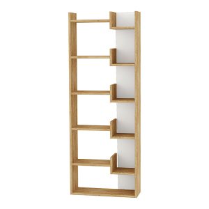 Βιβλιοθήκη Oppa  χρώμα φυσικό οξιάς/λευκό 60x22x162εκ.