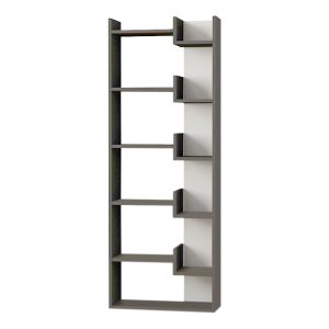Βιβλιοθήκη Oppa  χρώμα ανθρακί – λευκό 60x22x162εκ.