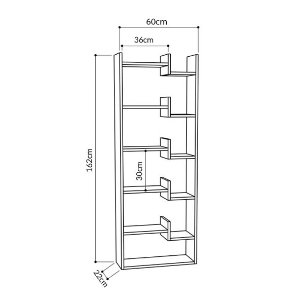 Βιβλιοθήκη Oppa  χρώμα ανθρακί - λευκό 60x22x162εκ. - Image 3