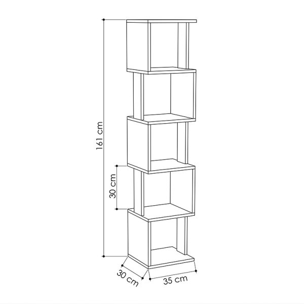 Βιβλιοθήκη Piri  χρώμα φυσικό οξιάς/ανθρακί 35x30x161εκ. - Image 3