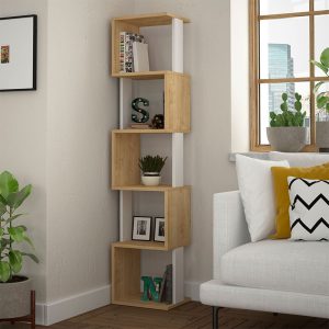 Βιβλιοθήκη Piri  χρώμα φυσικό οξιάς/λευκό 35x30x161εκ.