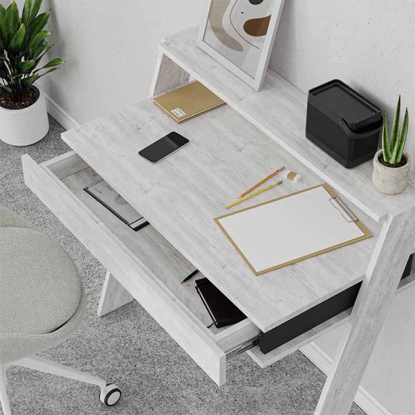 Γραφείο εργασίας Cowork  χρώμα λευκό αντικέ 94x50x91εκ. - Image 3
