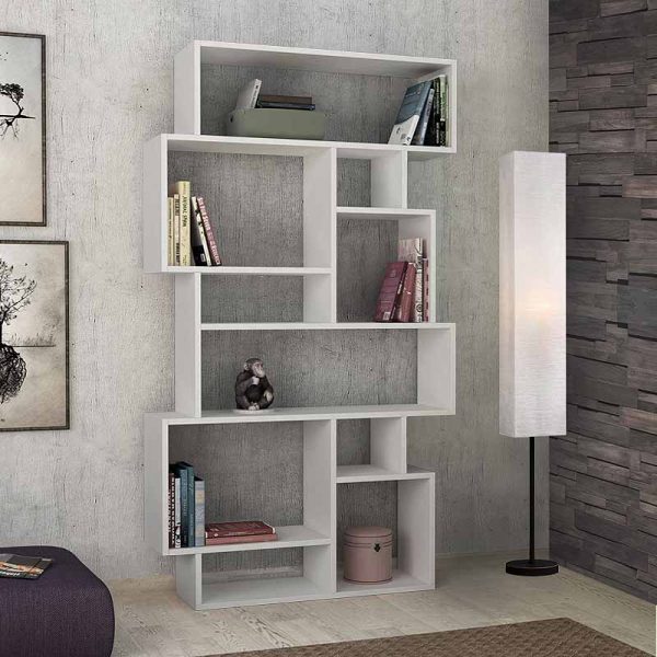 Βιβλιοθήκη Karmato  χρώμα λευκό 96x25,5x168,5εκ.
