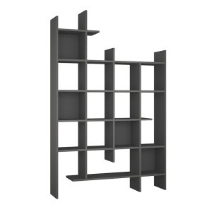 Βιβλιοθήκη Manco  χρώμα ανθρακί 122×25,5×188εκ.