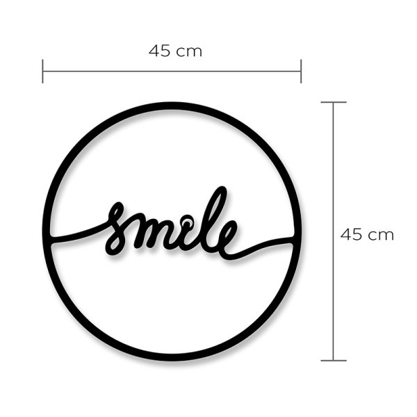 Διακοσμητικό τοίχου Smile  μεταλλικό χρώμα μαύρο 45x2x45εκ. - Image 3