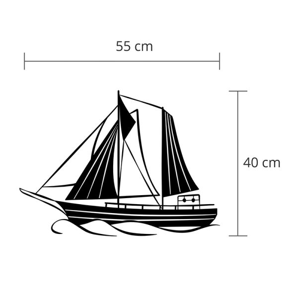 Διακοσμητικό τοίχου Sail  μεταλλικό χρώμα μαύρο 55x2x40εκ. - Image 3