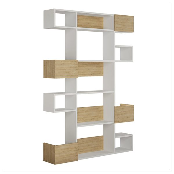 Βιβλιοθήκη Niho  χρώμα λευκό - φυσικό οξιάς 120x25,3x171εκ. - Image 3