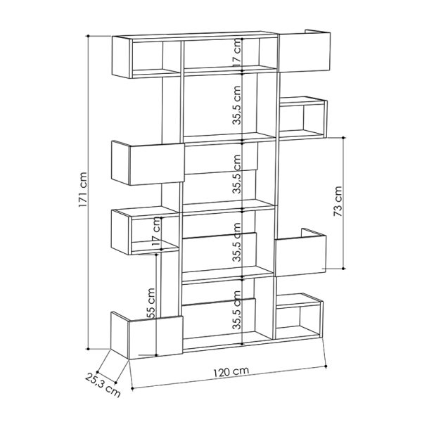 Βιβλιοθήκη Niho  χρώμα λευκό - φυσικό οξιάς 120x25,3x171εκ. - Image 4