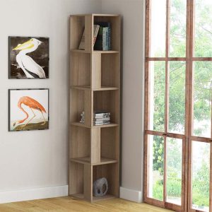 Βιβλιοθήκη γωνιακή Piano  χρώμα φυσικό οξιάς 31,4×31,4×158,9εκ.