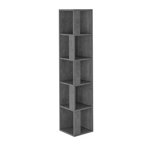 Βιβλιοθήκη γωνιακή Piano  χρώμα γκρι ρετρό 31,4×31,4×158,9εκ.