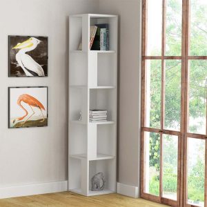 Βιβλιοθήκη γωνιακή Piano  χρώμα λευκό 31,4×31,4×158,9εκ.
