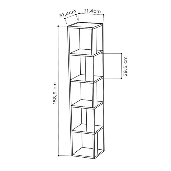 Βιβλιοθήκη γωνιακή Piano  χρώμα λευκό 31,4x31,4x158,9εκ. - Image 3