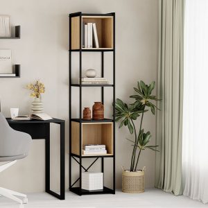 Βιβλιοθήκη Vale Mini  χρώμα silky black – sapphire oak 36,2x39x179εκ.