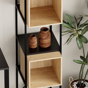 Βιβλιοθήκη Vale Mini  χρώμα silky black – sapphire oak 36,2x39x179εκ.
