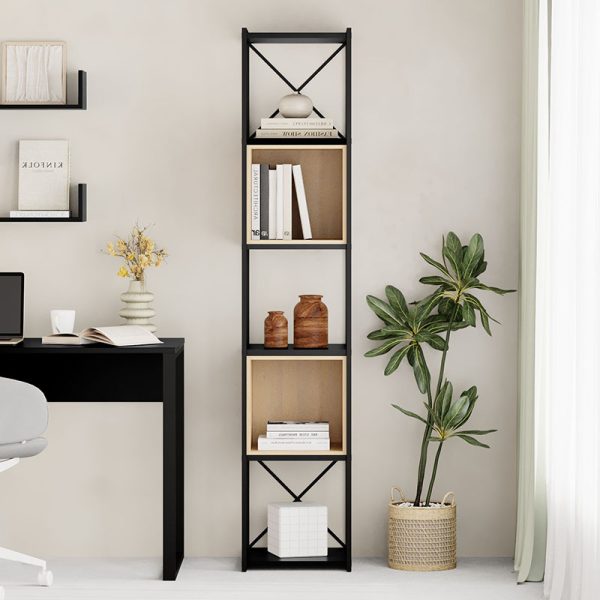 Βιβλιοθήκη Vale Mini  χρώμα silky black - sapphire oak 36,2x39x179εκ. - Image 3