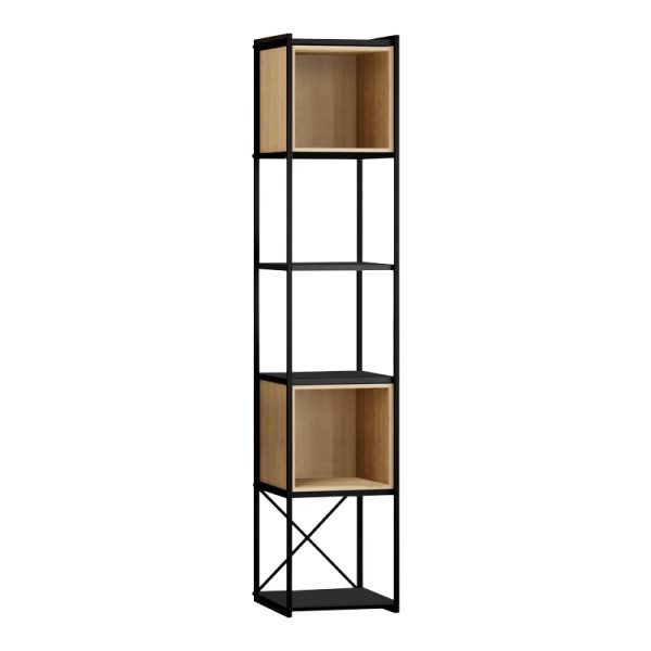 Βιβλιοθήκη Vale Mini  χρώμα silky black - sapphire oak 36,2x39x179εκ. - Image 4