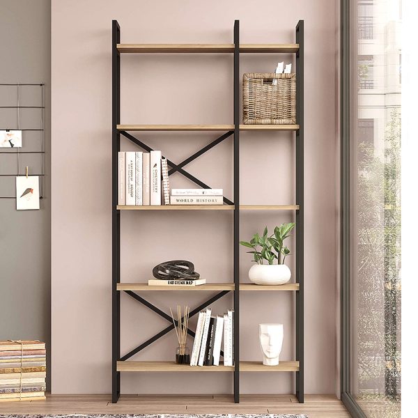 Βιβλιοθήκη Dusan  χρώμα sepet oak 87,5x30x175εκ. - Image 2