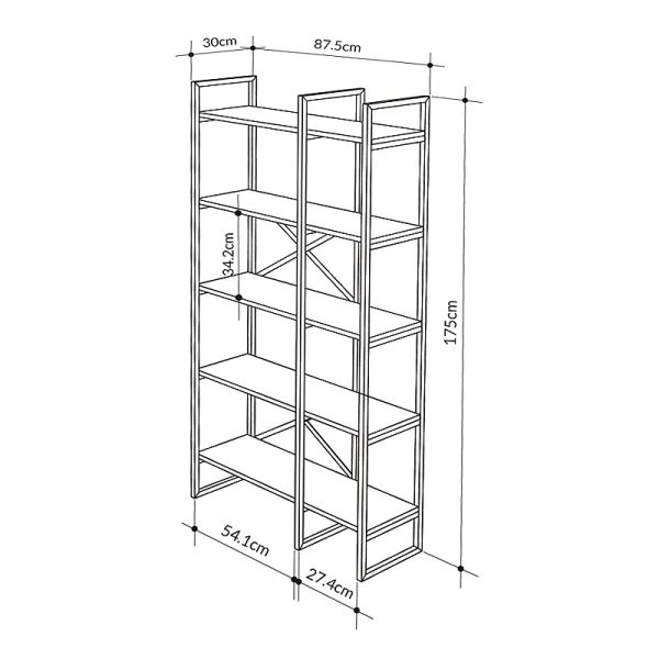 Βιβλιοθήκη Dusan  χρώμα sepet oak 87,5x30x175εκ. - Image 4