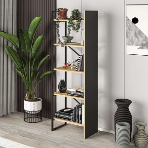Βιβλιοθήκη Detroit  χρώμα sapphire oak – silky black 58×35,2×175εκ.