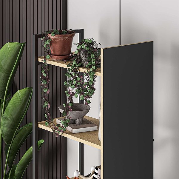 Βιβλιοθήκη Detroit  χρώμα sapphire oak - silky black 58x35,2x175εκ. - Image 2