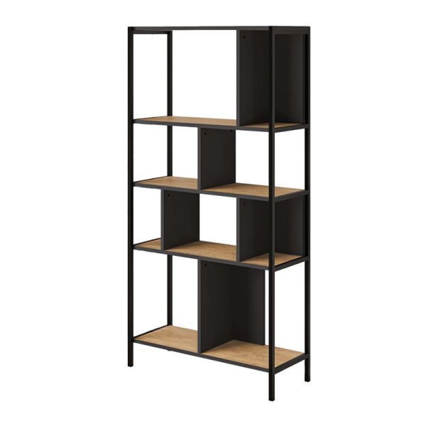 Βιβλιοθήκη Midi  χρώμα sapphire oak - silky black 88x35x175εκ. - Image 4