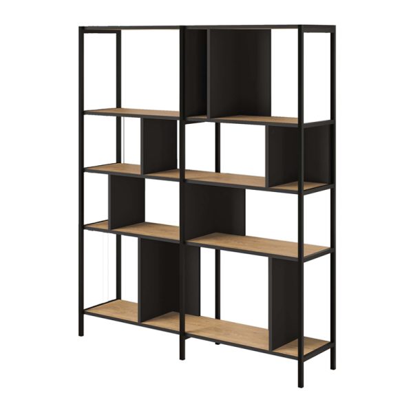 Βιβλιοθήκη Maxi  χρώμα sapphire oak - silky black 144x35x175εκ. - Image 4