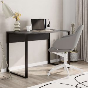 Γραφείο εργασίας Inna  χρώμα γκρι ρετρό – silky black 110x60x75εκ.