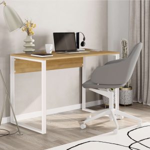 Γραφείο εργασίας Inna  χρώμα sapphire oak – λευκό 110x60x75εκ.