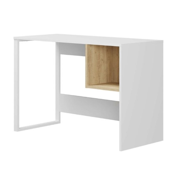 Γραφείο εργασίας Cubo  χρώμα λευκό - sapphire oak 110x50x75εκ. - Image 4