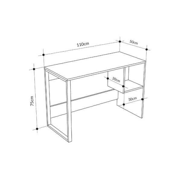 Γραφείο εργασίας Cubo  χρώμα λευκό - sapphire oak 110x50x75εκ. - Image 5
