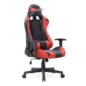 Καρέκλα γραφείου Gaming Alonso  από τεχνόδερμα χρώμα κόκκινο – μαύρο 67x70x125/135 εκ.