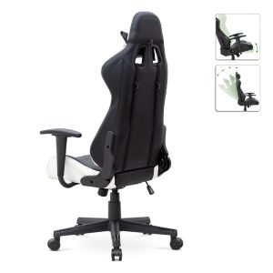 Καρέκλα γραφείου Gaming Alonso  από τεχνόδερμα χρώμα λευκό – μαύρο 67x70x125/135 εκ.