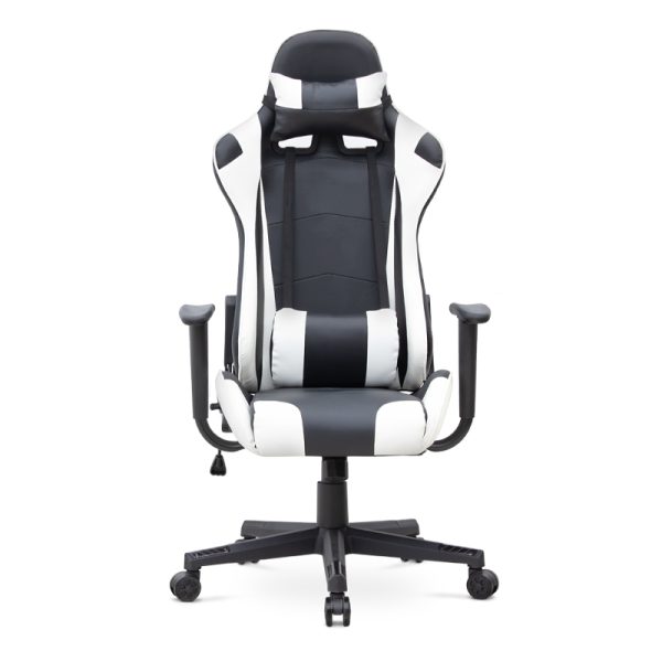 Καρέκλα γραφείου Gaming Alonso  από τεχνόδερμα χρώμα λευκό - μαύρο 67x70x125/135 εκ. - Image 4