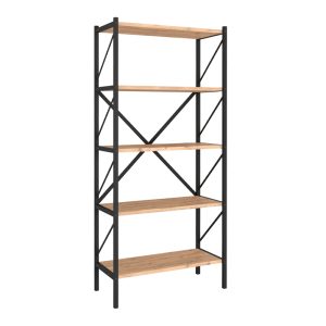 Βιβλιοθήκη Jocasta  μεταλλική – μελαμίνης χρώμα pine oak 66x34x160εκ.