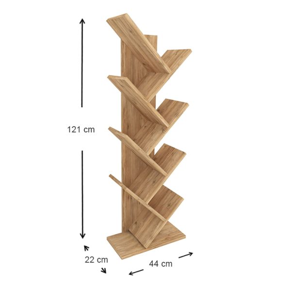 Βιβλιοθήκη μελαμίνης Milton  χρώμα pine oak 44x22x121εκ. - Image 5