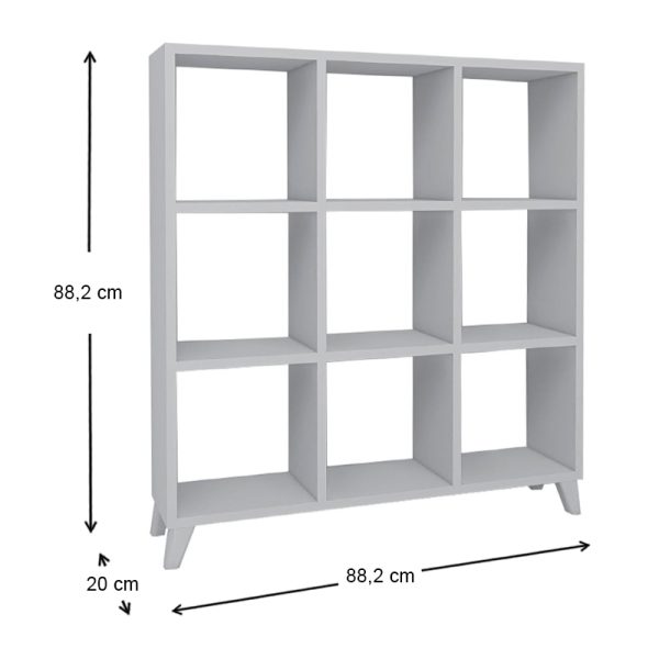 Βιβλιοθήκη μελαμίνης Saul  χρώμα λευκό 88,2x20x88,2εκ. - Image 5